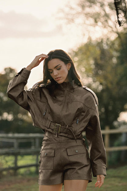 Retro Faux Leather Jacket